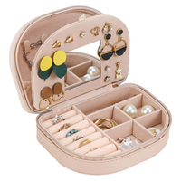 Wholesale Jewelry Case Double-Layer Portable Earrings Lipstick Watch Storage Black Jewelry Box with Mirror