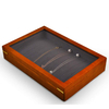 New Arrival Solid Wood Necklace Bracelet Pendant Jewelry Storage Box 13 Plaid Necklace Display Rack with Clear Window