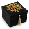 Custom Logo Embroidered Velvet Jewelry Storage Box Ring Earrings Pendant Necklace Jewelry Packaging Box With Tassel