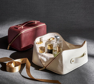 Gold Metal Zipper Makeup Storage Bag Beauty Leather Water Resistant Cosmetic Skincare Perfume Organizer Mini Packaging Box