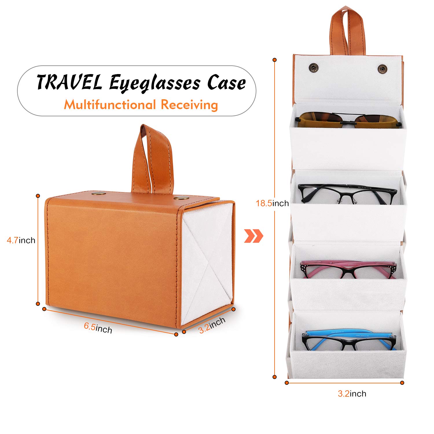 Travel Glasses Case Multiple Pairs Eyeglasses Storage Box Hanging Eyewear Holder with Multi Slots