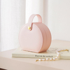 Ready Stock Wholesale Creative Portable Handbag Necklace Ring Jewlery Box Pu Leather Round Small Storage Jewelry Box