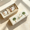 fabric velvet palm tree embroidery giveaways box custom tea set gift box 