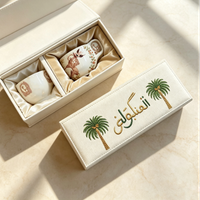 fabric velvet palm tree embroidery giveaways box custom tea set gift box 