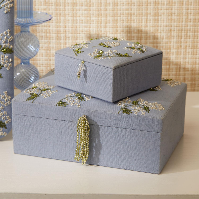 Custom Fabric Jewelry Box Beaded Sequin Embroidered Box Pendant Jewelry Boxes for Packaging Jewelry Ring Accessories with Logo