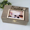 Pet Urn for Dogs Cats with Lock Wooden Small Animals Pet Memorial Shadow Box with Photo Pawprint Large Dog Urn Memory Box