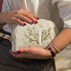Embroidered Linen Makeup Cosmetic Bag