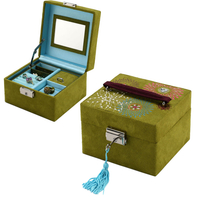 Vintage Green Jewelry Box Embroidery Design Factory for Wholesale