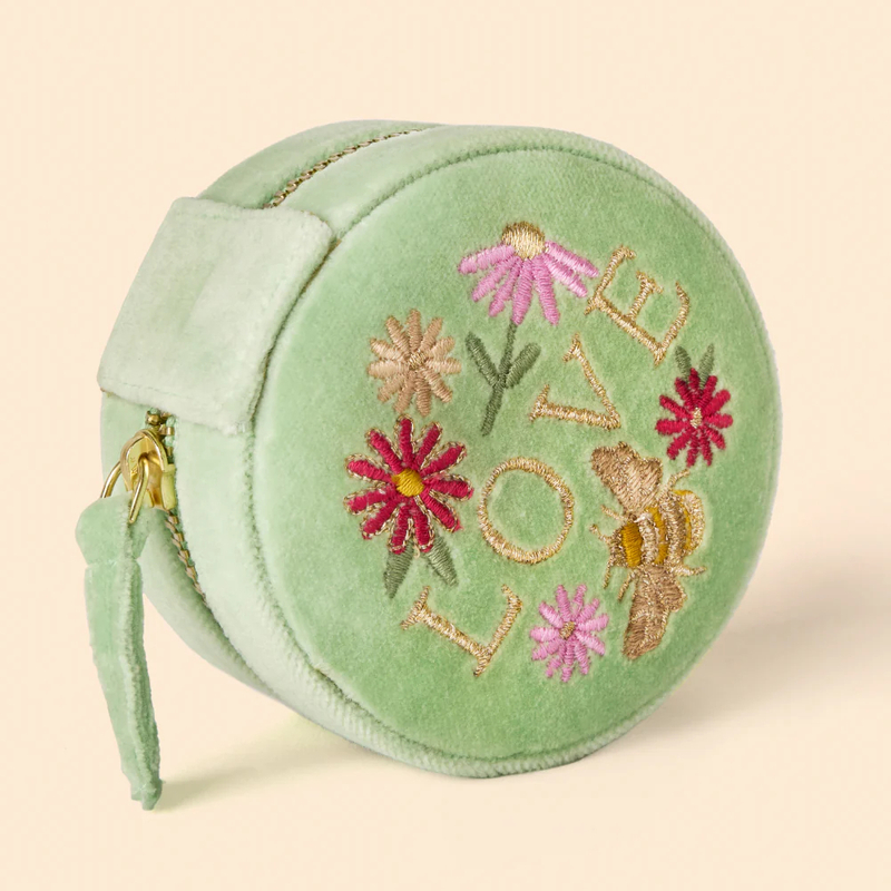 Mini Portable Jewelry Packing Box Velvet Embroidered Box Travel Storage Ring Necklace Bracelet Earring Jewelry Boxes with Pouch