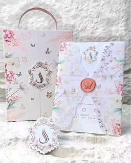 Double Door Wedding Invitation Card Box with Handle