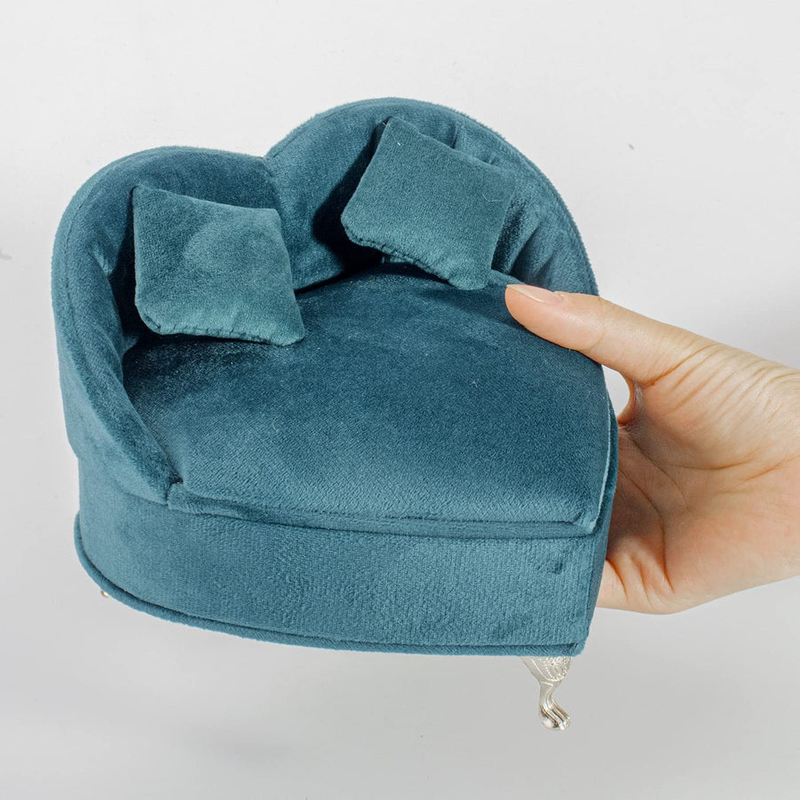 Heart Shaped Sofa Earring Ring Jewellery Organiser Valentine's Day Gift Portable Velvet Luxury Bracelet Necklace Sofa Jewelry Box