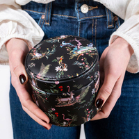 Round Lidded Jewelry Box Watercolor Printing Box Cylinder Luxury Bracelet Packaging Storage Portable Watch Jewelry Display Box