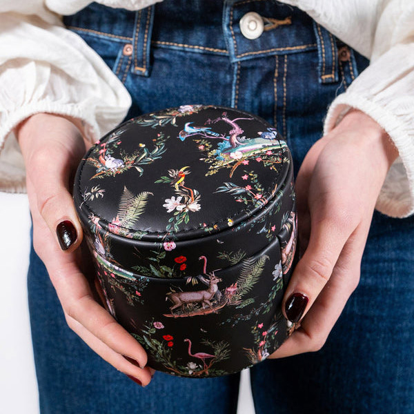 Round Lidded Jewelry Box Watercolor Printing Box Cylinder Luxury Bracelet Packaging Storage Portable Watch Jewelry Display Box