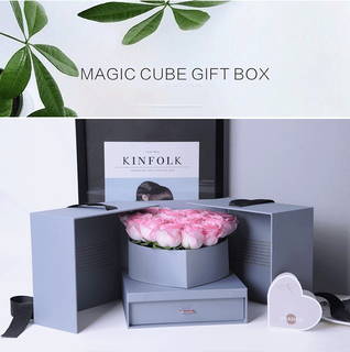Custom Opening Flower Gifts Box With For Valentine's Day,Double Opening Gift Box,Flower Packaging Square Boxes