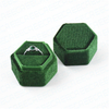 Luxury hexagon shape double slots velvet wedding ring display box