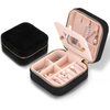 Small Portable Travel Velvet Jewelry Organizer Gifts Case Packaging Box with Mirror for Rings Earrings Necklaces Bracelets