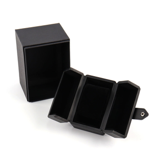 Custom Logo Black Pu Leather Travel Watch Case Storage Box Luxury Leather Display Watch Roll Packaging Box with Pillow Insert
