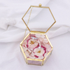 Creative INS Style Transparent Glass Hexagon Wedding Exchange Ceremony Eternal Flower Ring Display Box