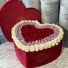 Wholesale Custom High Quality Red Velvet Heart Shaped Flower Bouquet Packaging Box with Foam Insert for Preserved Roses