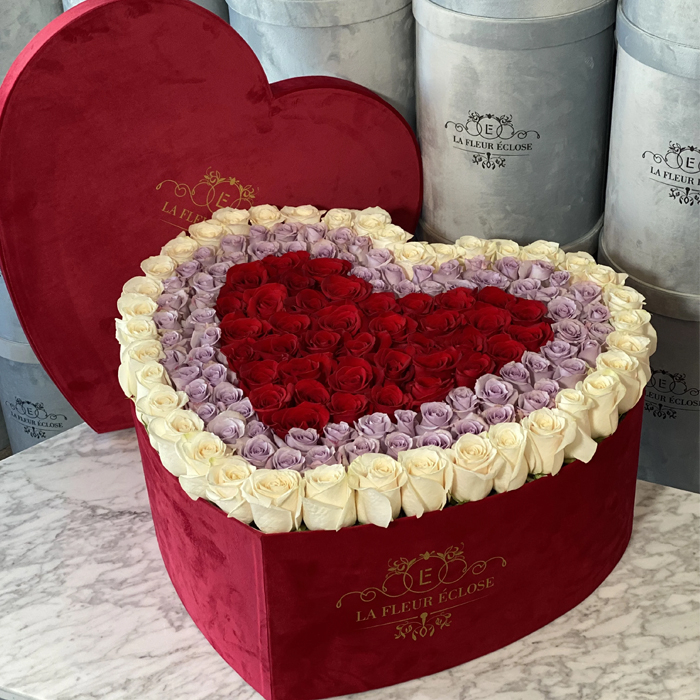Popular Luxury Big Red Velvet Preserved Rose Flower in Gift Boxes Eternal Heart Wedding Decoration Forever Rose Flower Gift Box