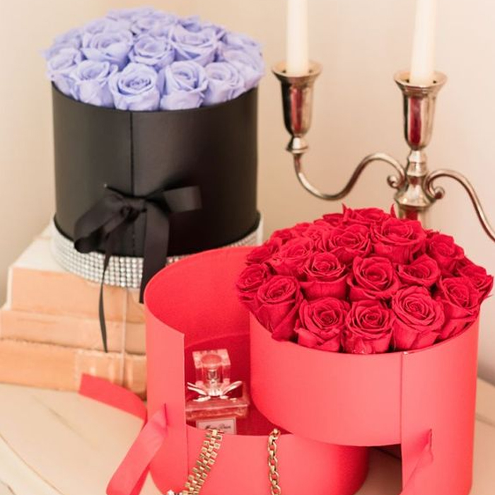 New Arrival Round 2 Layer Rotation Paper Flower Jewelry Gift Packaging Box Double 2 Tier Rotating Cardboard Box for Valentine