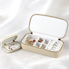 New Arrival Pu Leather Zipper Ring Earring Jewelry Organizer Case Boxes with Mirror Travel Luxury Leather Gift Box for Jewelry