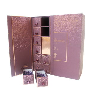 Custom Design Christmas Advent Calendar Paper Cardboard Cosmetic Candle Chocolate Gift Packaging Box with 24 Drawers