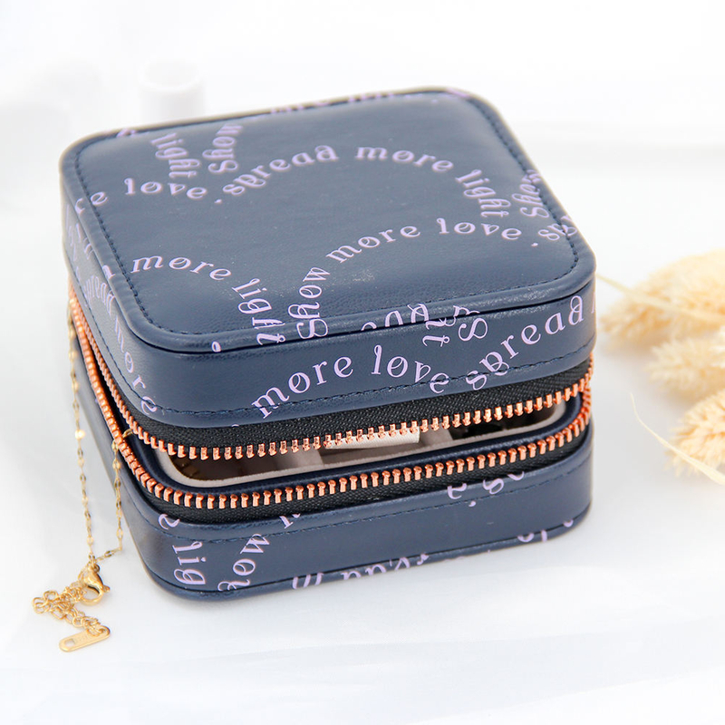 Popular Small Pu Leather Jewelry Safe Storage Box Luxury Portable Mirror Velvet Insert Travel Jewelry Organizer Case Box