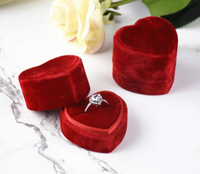 High End Logo Color Printing Vintage Heart Shape Suede Ring Jewelry Gift Box Packing Velvet Ring Earings Necklace Display Box