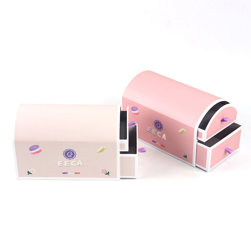 Luxury Paper Cardboard Drawer Style Macaron Gift Box Handmade Macaron Chocolate Packaging Box with Plastic Tray Wholesale