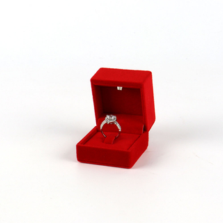 Custom Premium Hard Fliptop Velvet Jewelry Ring Box Jewellery Boxes Packaging with Hinge for Wedding Ceremony