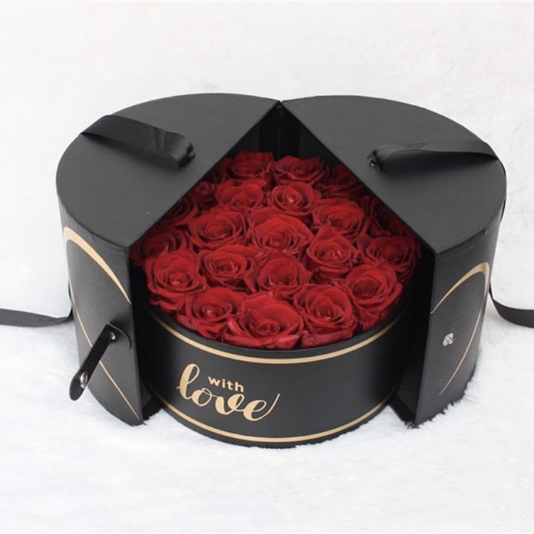 Custom Round Paper Double Open Flower Gift Box LOVE Valentine's Day Immortal Flower Magic Castle Surprise Gift Packaging Box