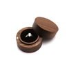 Luxury brown round wooden ring earring storage box small jewelry packaging box with foam insert