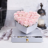 Luxury Clear Square Acrylic Full Window Flower Box Inside Heart Shaped Rose Box Valentine's Day Gift Box With Drawer And Ribbon