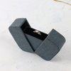 New Arrival Double Open Blue Ring Packaging Box Premium Leather Ring Gift Box for Wedding Proposal Jewelry Storage Case