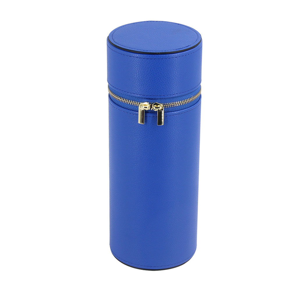 Luxury Custom Gold Logo Pu Leather Round Tube Candle Jar Perfume Bottle Gift Packaging Box With Zipper Wholesale