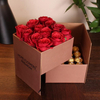 High Quality Square Paper Cardboard Double Layer Rotation Rose Flower Bouquet Arrangement Gift Packaging Box