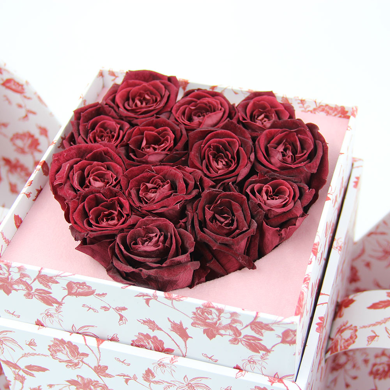 New Arrival Square Paper Double Open Surprise Preserved Rose Flower Gift Packaging Box for Valentine's Day
