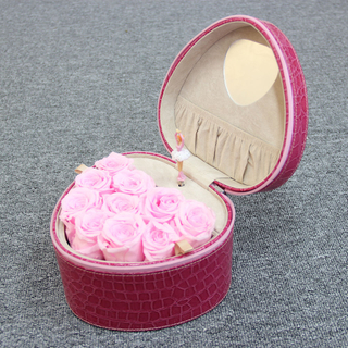 New Arrival PU Leather Heart Shape Valentine's Day Diy Handmade Eternal Rose Flower Gift Packaging Box with Zipper