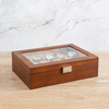 Custom Logo Wooden Velvet Jewelry Display Case Magnetic Creative Wood 24 Slots Watch Storage Box with Clear Window Metal Lock
