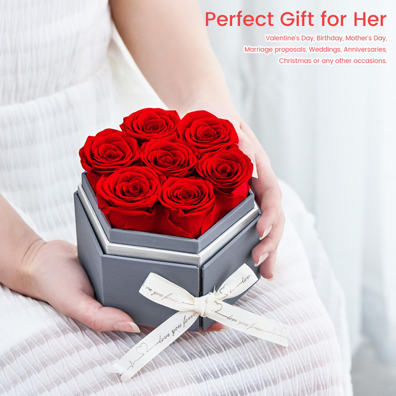 New Arrival Wholesale Custom 2 Layers Hexagonal Wedding Gift Boxes Chocolate Gift Rose Flower Display Packaging Box