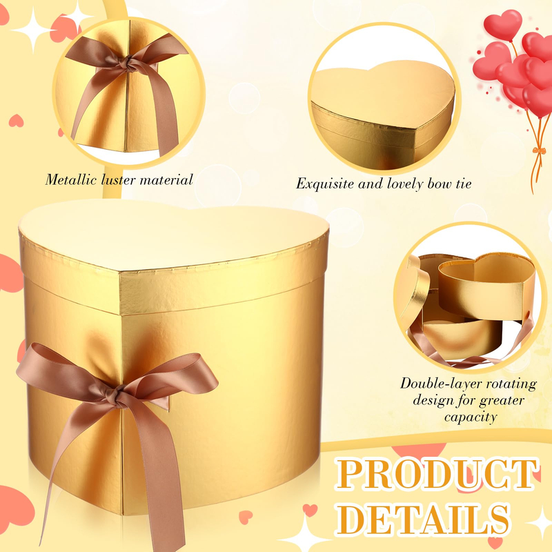Heart Double-layer Rotating Flower Box Immortal Flower Packaging Box Birthday Confession Surprise Gift Box