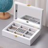 Solid Wood Double Layer with Mirror Hook Jewelry Box, European Princess Jewelry Earrings Ring Box