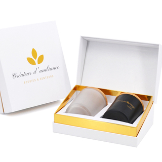 Custom Logo Printed Flip Top Design Paper Cardboard Candle Jar Shipping Box Magnetic Scented Candle Packaging Box Foam Insert
