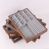 Luxury Grey Jewelry Display Wooden Empty Ring Necklace Tray Jewelry Storage Props For Store Ready To Ship