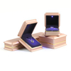 Unique Premium Golden Vegan Leather Letter Eco Friendly Minimalist Jewelry Box With Led Light Jewelry For Bridal