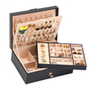 New Design Double Layer Earrings Rings Necklace Jewelry Storage Case PU Leather Jewelry Organizer Holder Box For Women Girls