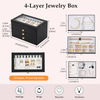 Large 4 Layer Leather Wedding Jewelry Storage Box with Lock Earrings Necklace Bracelet Ring Organizer Case