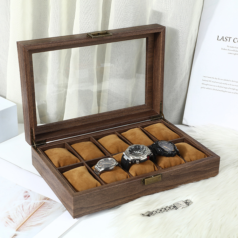 Wooden Quartz Watch Strap Storage Boxes For Smart Watch Strap Mechanical Watch Strap Display 10 Slot Holder Case