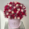 Custom Birthdays Flower Packaging Boxes Round Flower Gift Paper Box With Handle